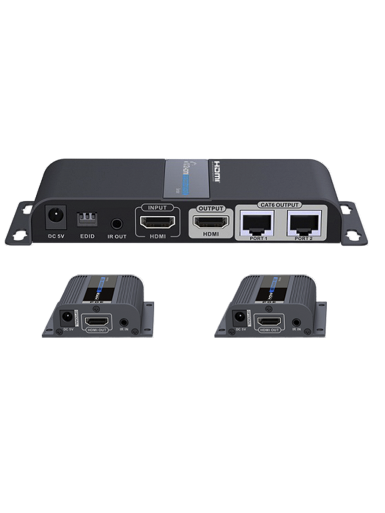 Imagen de SAXXON LKV712PRO- Kit extensor HDMI de 2 Puertos/ Hasta 40 metros/ CAT6/ 6A/ 7/ Resolucion 1080p/ loop HDMI/ Transmisor IR/ Plug and play