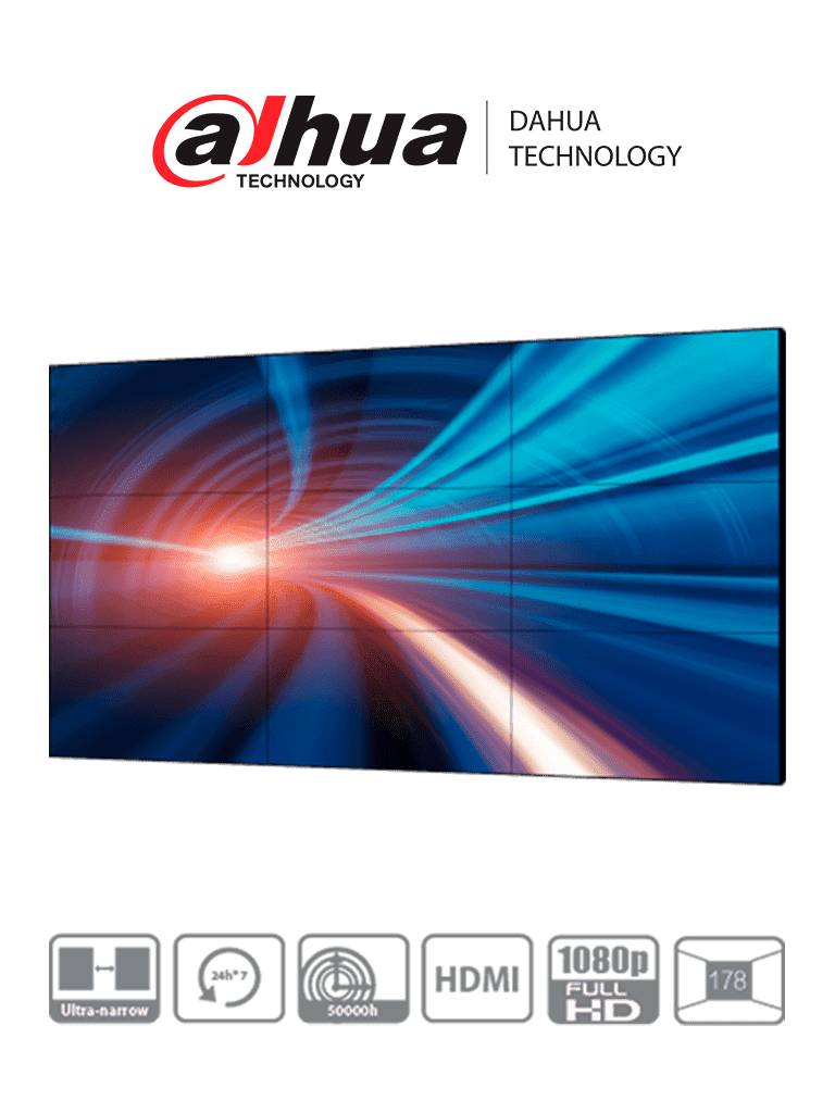 Imagen de DAHUA LS550UEH-EG - Pantalla Full HD para Videowall de 55 Pulgadas/ Panel IPS LCD Industrial/ Marco Ultradelgado de 0.88 mm/ Soporta Daisy Chain (Conexión HDMI en Cadena)/ Interfaces HDMI, DVI, VGA, BNC, USB/ 