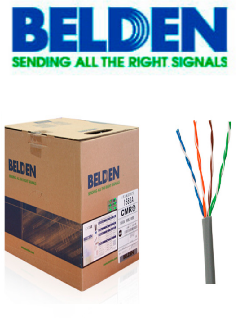 Imagen de BELDEN 1583A008U1000 - Cable UTP / 4 Pares / Categoria 5E / 24  AWG / 305 Metros / 100% Cobre / Color gris/